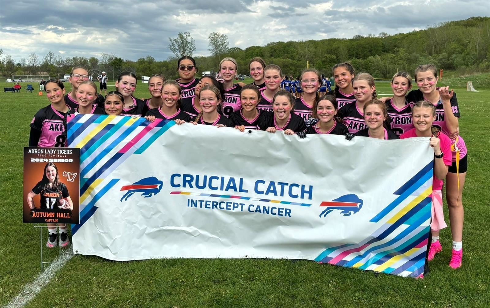 Flag Football with Crucial Catch Banner